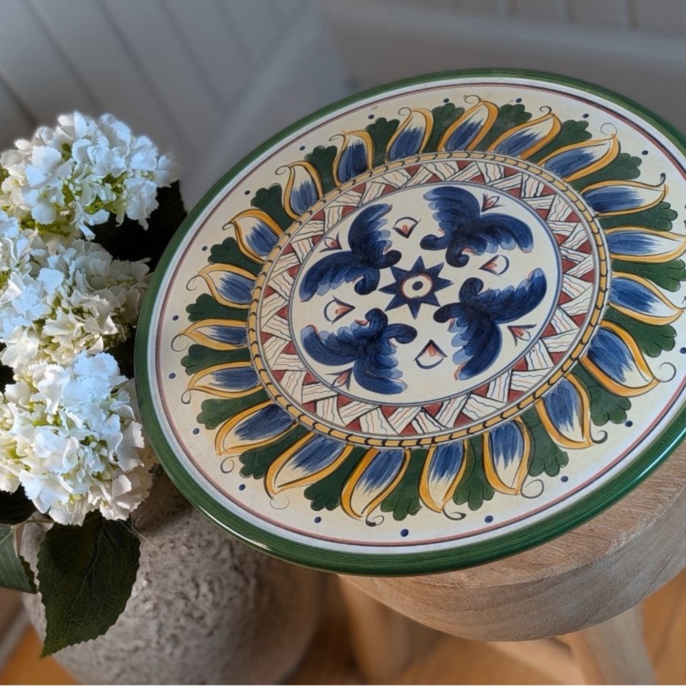 Tabletops Unlimited Deruta Italian Style Hand Painted Pedestal Cake Stand - Picture 7 of 8